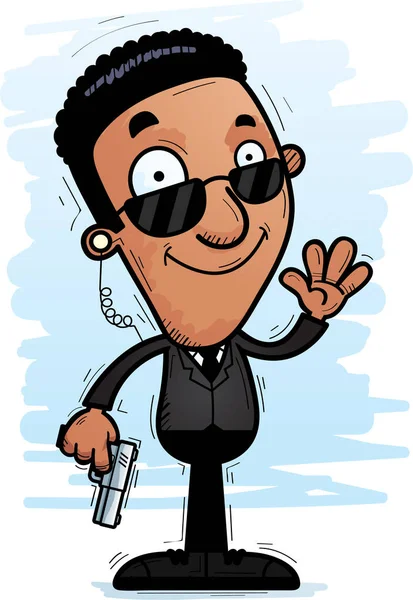 Uma Ilustração Dos Desenhos Animados Homem Negro Agente Serviços Secretos —  Vetores de Stock