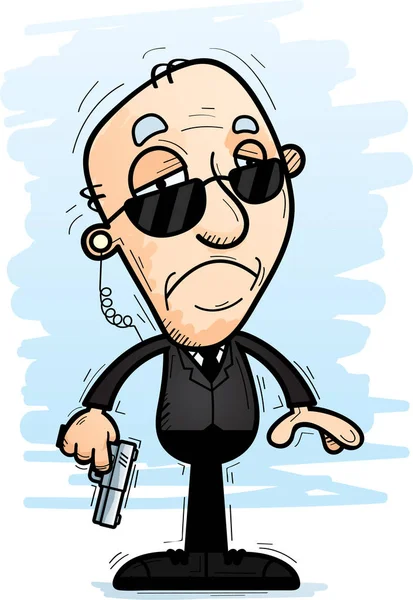 Cartone Animato Illustrazione Anziano Uomo Dei Servizi Segreti Agente Guardando — Vettoriale Stock