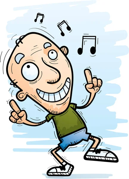 Cartoon Illustration Senior Citizen Man Dancing — Stock Vector