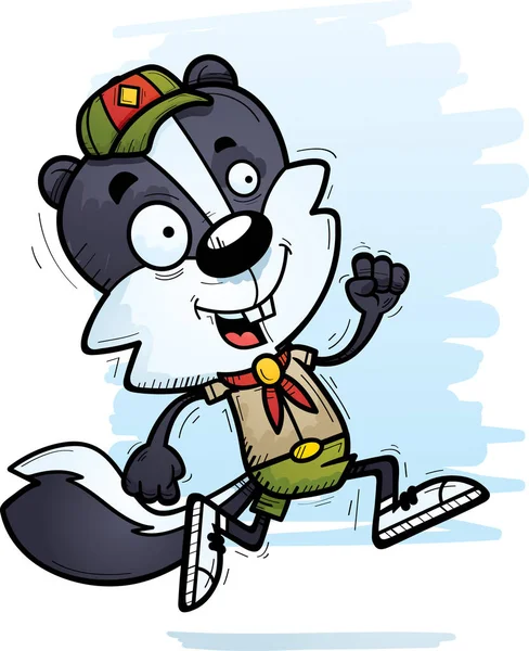 Cartone Animato Illustrazione Maschio Skunk Scout Esecuzione — Vettoriale Stock