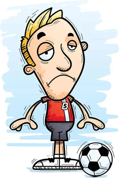 Ένα Καρτούν Εικονογράφηση Ενός Ποδοσφαιριστή Άνθρωπος Που Ψάχνει Λυπημένος — Διανυσματικό Αρχείο
