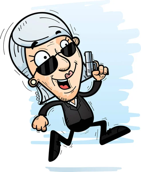 Карикатура Пожилую Женщину Агента Секретной Службы Стоковый вектор
