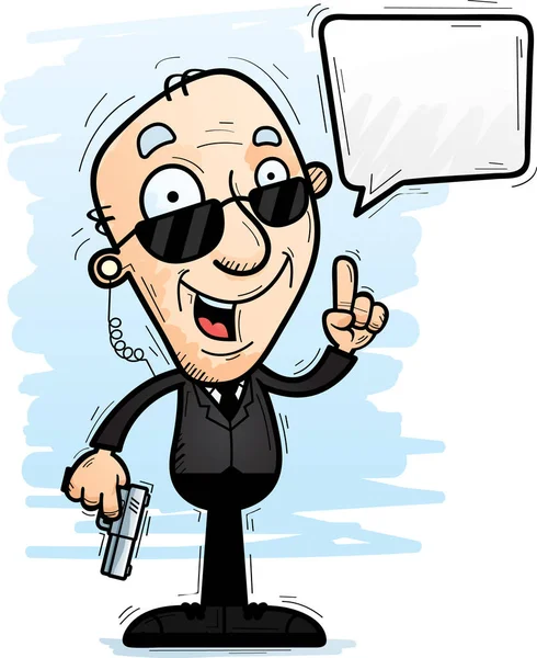 Мультфильм Иллюстрации Пожилого Человека Агент Секретной Службы Говорит Лицензионные Стоковые Векторы
