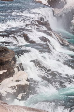 İzlanda'daki Gullfoss şelale yakın çekim