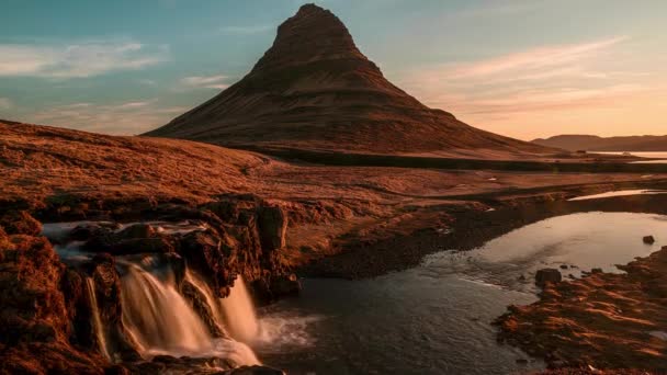 Lever Soleil Dans Montagne Kirkjufell Islande — Video