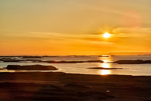 Multe Insule Apus Soare Lângă Stykisholmur Vestul Islandei — Fotografie, imagine de stoc