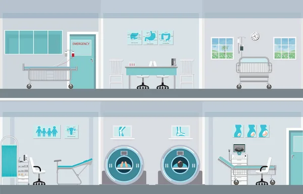 병원이 클리닉 일러스트 장비와 인테리어 — 스톡 벡터