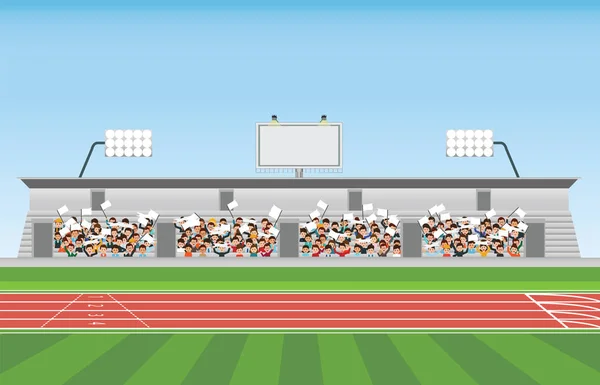 Folkmassan Stadion Läktare Till Jublande Sport Vektorillustration — Stock vektor