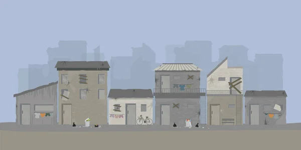 Krajobraz Miasta Slumsów Lub Stare Miasto Miejskich Slumsach Ilustracji Wektorowych — Wektor stockowy