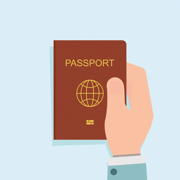 Mensch Mit Rotem Pass Rotem Pass Mit Globus Internationaler Ausweispapier — Stockvektor