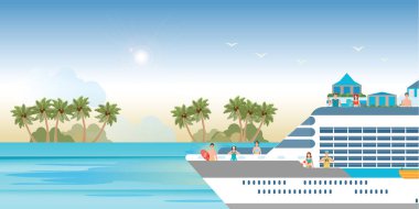Bir cruise teknesi ile seyahat turistler ile Cruise gemisi.