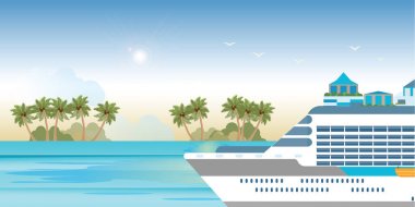 Mavi su üzerinde yelken Cruise gemi.