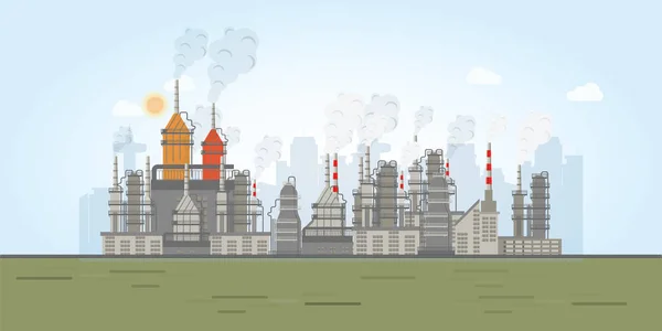 Industriegebied met fabrieken. — Stockvector