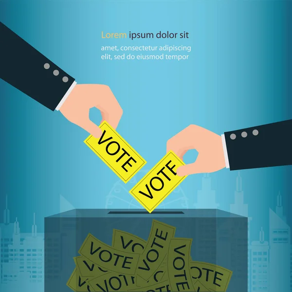 Voto per le elezioni a scrutinio segreto nelle urne . — Vettoriale Stock