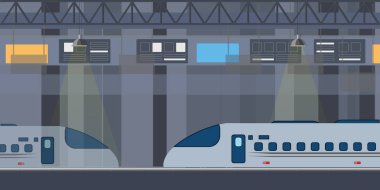 Modern yüksek hızlı trenler tren istasyonunda durdu.