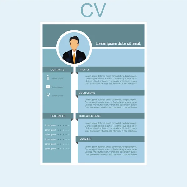 CV for businessman.Personal Resume. — Stock Vector
