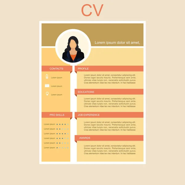 CV för kvinnor. — Stock vektor