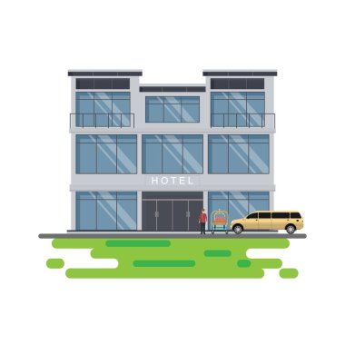 Otel bellboy hizmeti ve limuzin araba isol ile otel binası