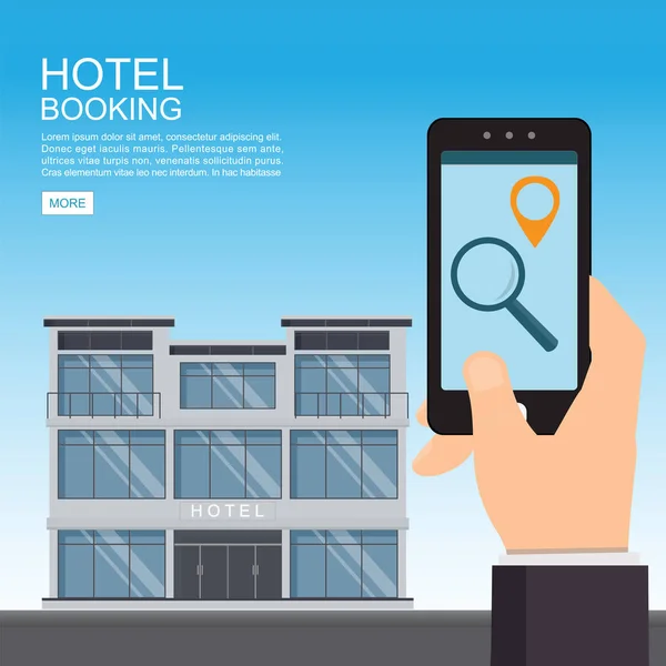 Réservation et recherche d'hôtels en ligne . — Image vectorielle