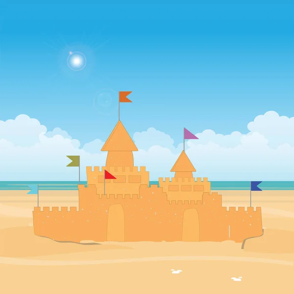 Fantasia Sandcastle com bandeira . — Vetor de Stock