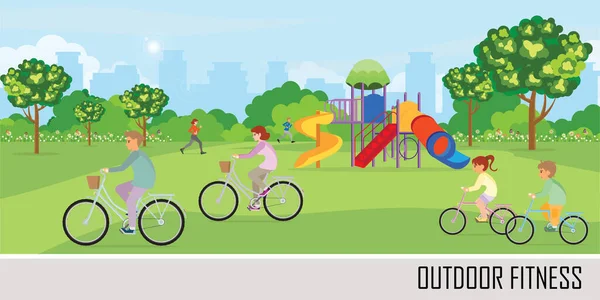 Deporte Aire Libre Con Parque Infantil Parque Público Con Vistas — Vector de stock