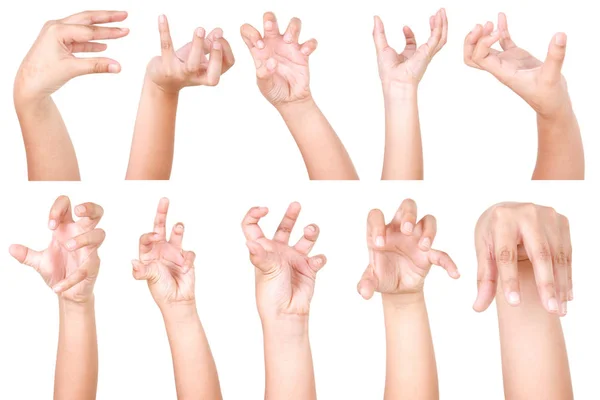 Multiple Boy Hand Gestures Isolated White Background Set Multiple Images — Stock Photo, Image