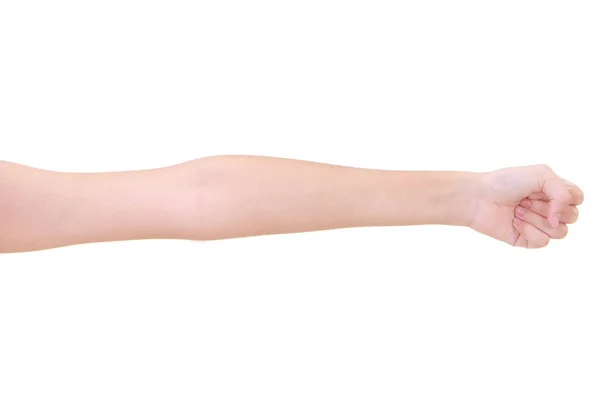 Девушка Жесты Руки Изолированы Белом Фоне — стоковое фото