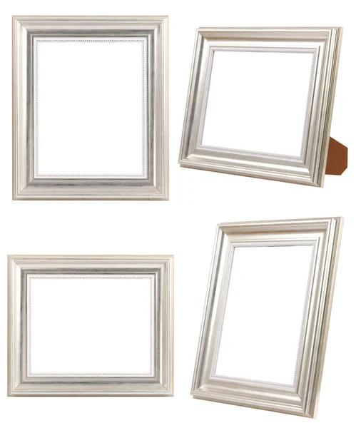 Multiple Silver Photo Frames Isolated White Background — Stock Photo, Image
