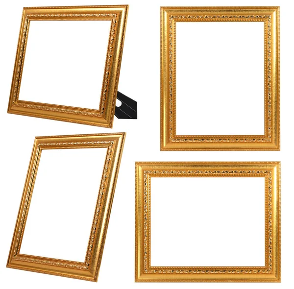 Multiple Gold Vintage Frame Isolated White Background — Stock Photo, Image