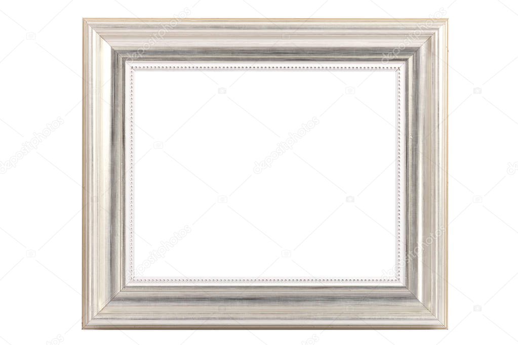Silver Photo Frame ISOLATED on White Background.