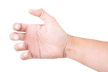 Beyaz arka plan üzerinde izole Erkek Kafkas el jestleri. Grab el.