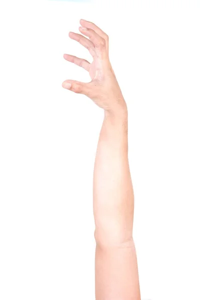 Mannelijke Kaukasische Handgebaren Geïsoleerd Witte Achtergrond Zobies Hand — Stockfoto