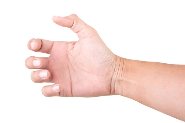 Manliga Kaukasiska Handgester Isolerade Över Den Vita Bakgrunden Greppa Hand — Stockfoto