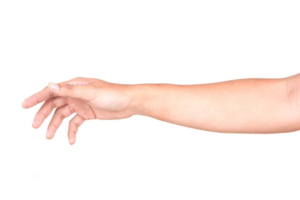 Mão Branca Masculina Gestos Isolados Sobre Fundo Branco Conjunto Várias — Fotografia de Stock