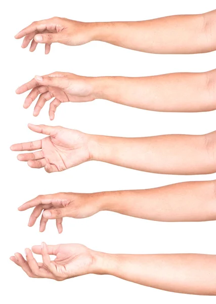 Multiple Male Caucasian Hand Gestures Isolated White Background Set Multiple — Stock Photo, Image