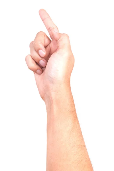 Ember Kéz Megható Képernyő Izolált Fehér Alapon — Stock Fotó