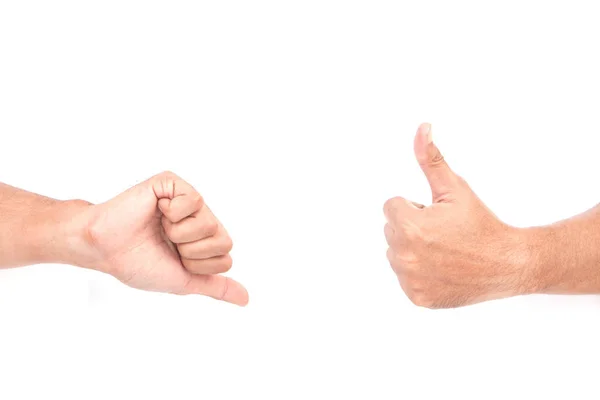 Copy Space Male Caucasian Hand Gestures Isolated White Background Thumb — Stock Photo, Image