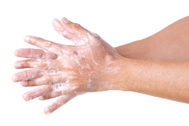 Temizlik Elleri. El yıkamak. Beyaz Arka Plan Üzerine İzole.