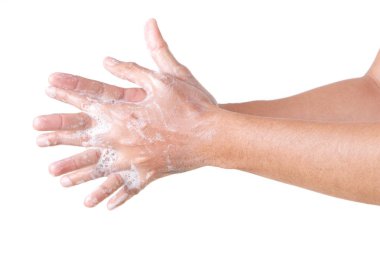 Temizlik Elleri. El yıkamak. Beyaz Arka Plan Üzerine İzole.