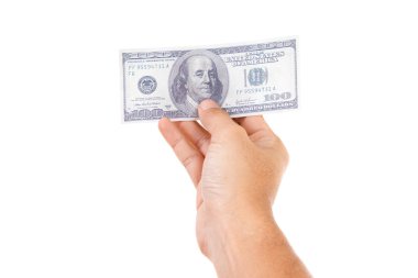 El Tutan Abd Doları Banknot Beyaz Arka Plan Izole