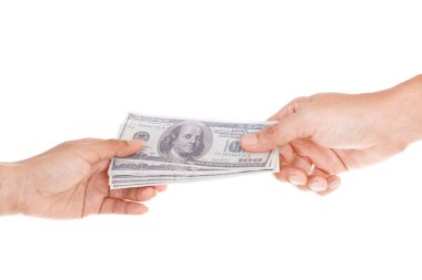 El tutan Abd Doları Banknot Beyaz Arka Plan Izole : G