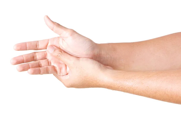 Cleaning Hands. Washing hands. ISOLATED ON WHITE BACKGROUND. — Stock Photo, Image