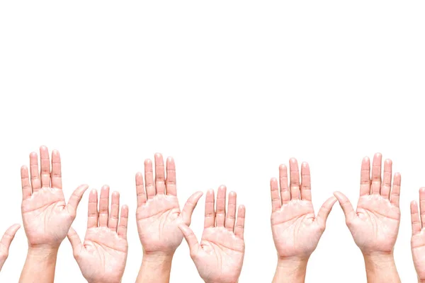 Multiple of Male Caucasian hand gestures isolated over the white — Stock Photo, Image