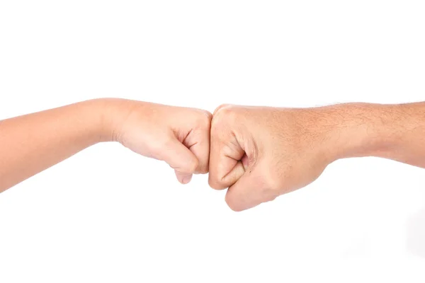 Fist Bump Man Boy Isolated White Background — Stock Photo, Image