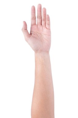  Beyaz arka planda izole edilmiş Asyalı erkek el hareketleri. Yumuşak Yakalama Eylemi.