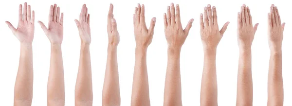 Beyaz arka planda izole edilmiş Asyalı erkek el hareketleri.. 