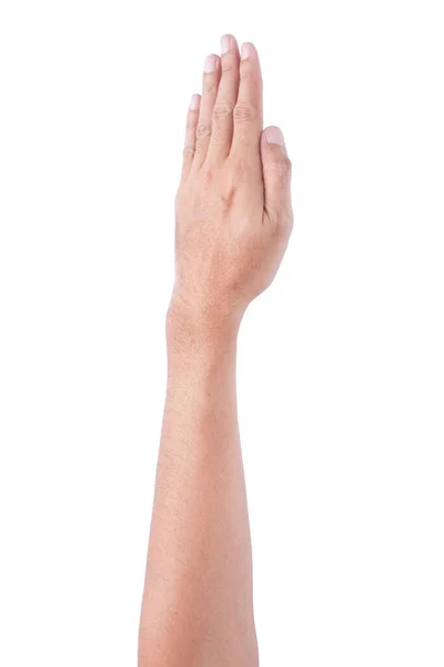 Man Aziatische Hand Gebaren Volledige Draai Uitzicht Geïsoleerd Witte Achtergrond — Stockfoto