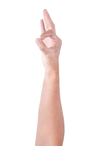 Männliche Asiatische Handgesten Isoliert Über Dem Weißen Hintergrund Aktion — Stockfoto