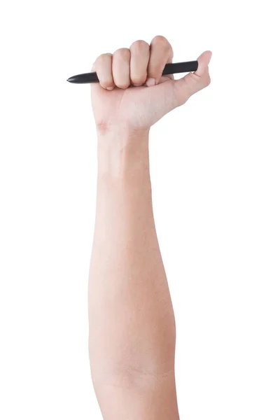 Hand Hand Schreibhand Männliche Hand Hält Schwarzen Stift Die Wand — Stockfoto