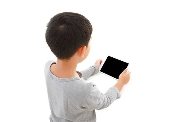 Tablet Kid Hand Isolated White Background Side View — Stock Photo, Image